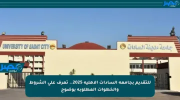 للتقديم بجامعة السادات الأهلية 2025.. تعرف على الشروط والخطوات المطلوبة بوضوح